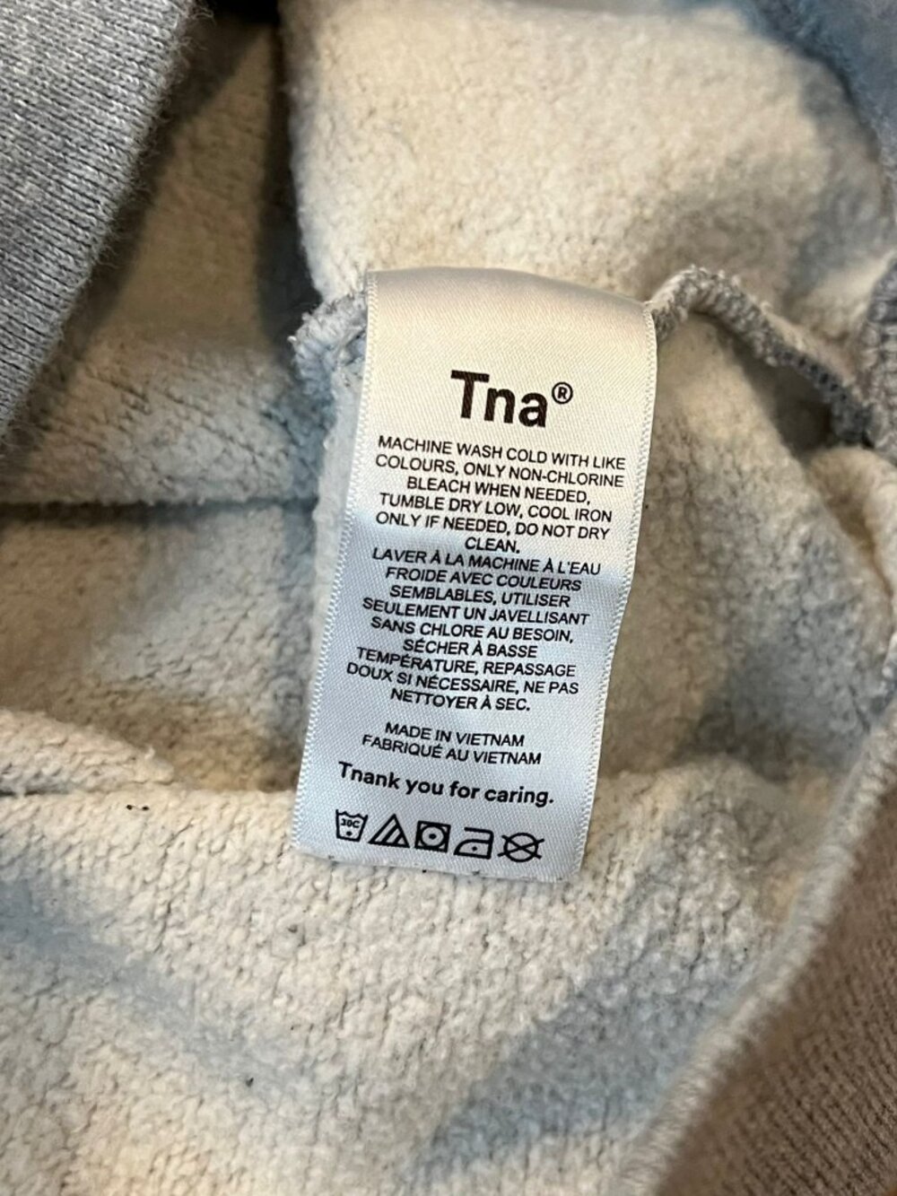 Aritzia TNA Cozy AF Fleece 1/2 Zip Cropped Sweatshirt Light Grey Size Small - Picture 7 of 7